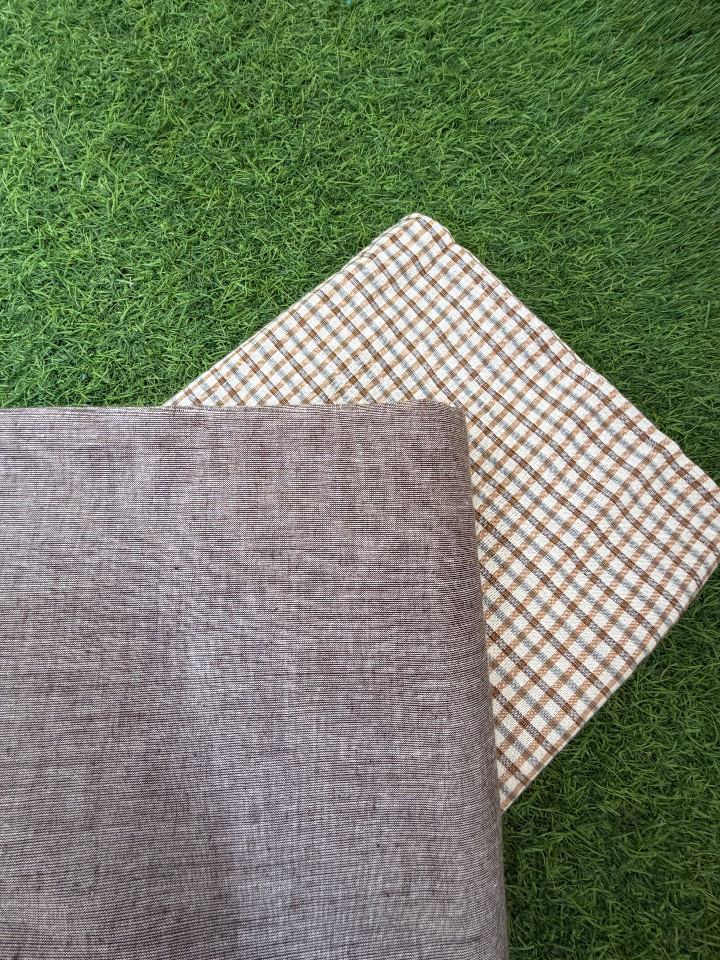 Khadi Cotton checks plain mangalgiri