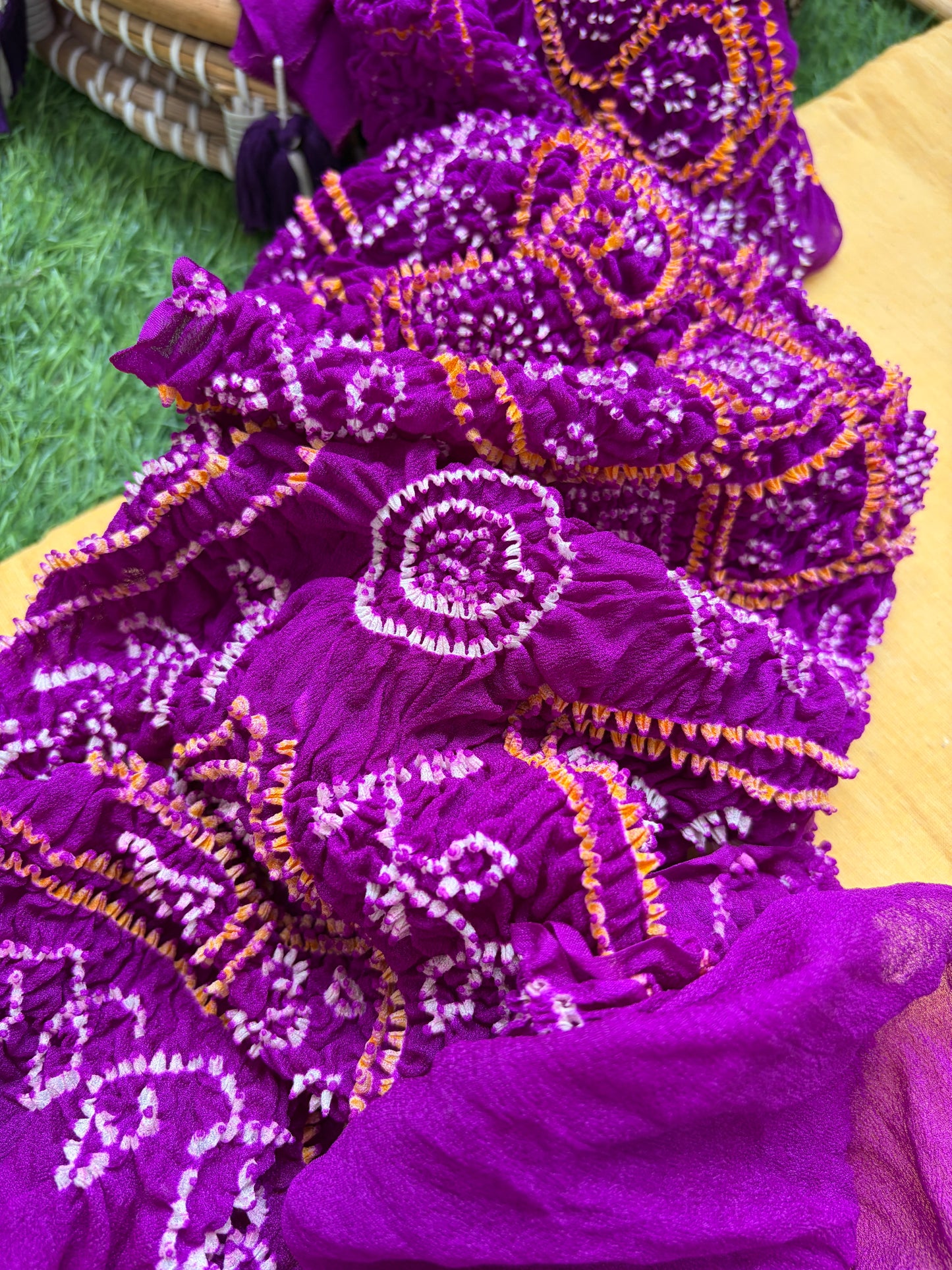 Muslin khadi kurta pure chinon bandhani dupatta
