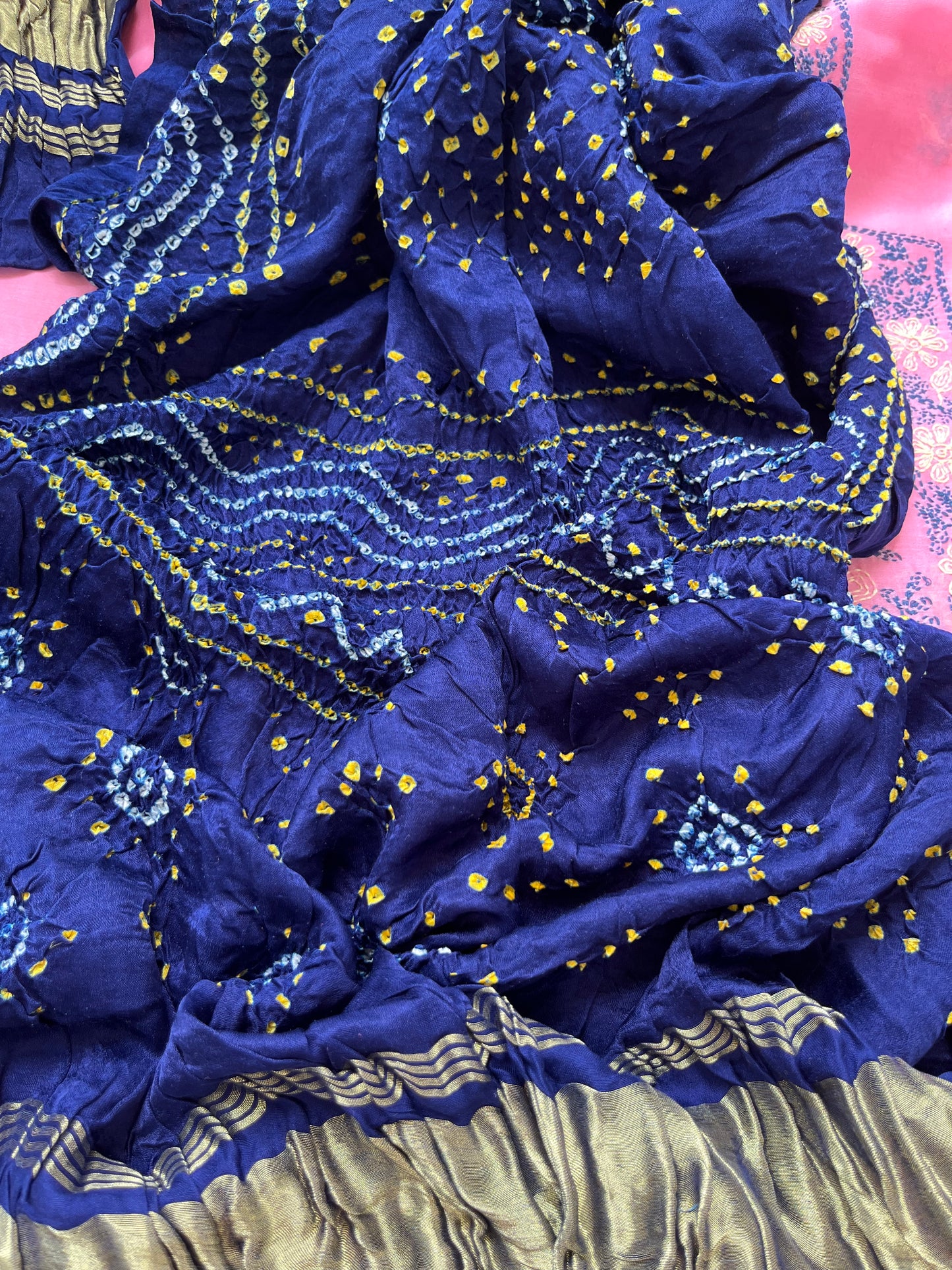 Chanderi Chikankari Kurta gajji silk bandhani Dupatta