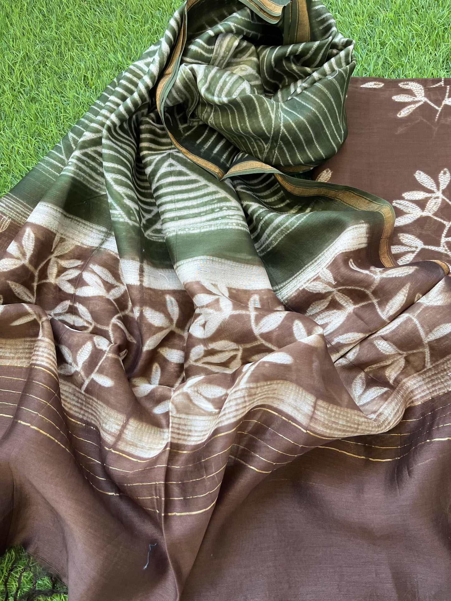 Shibori chanderi kurta dupatta