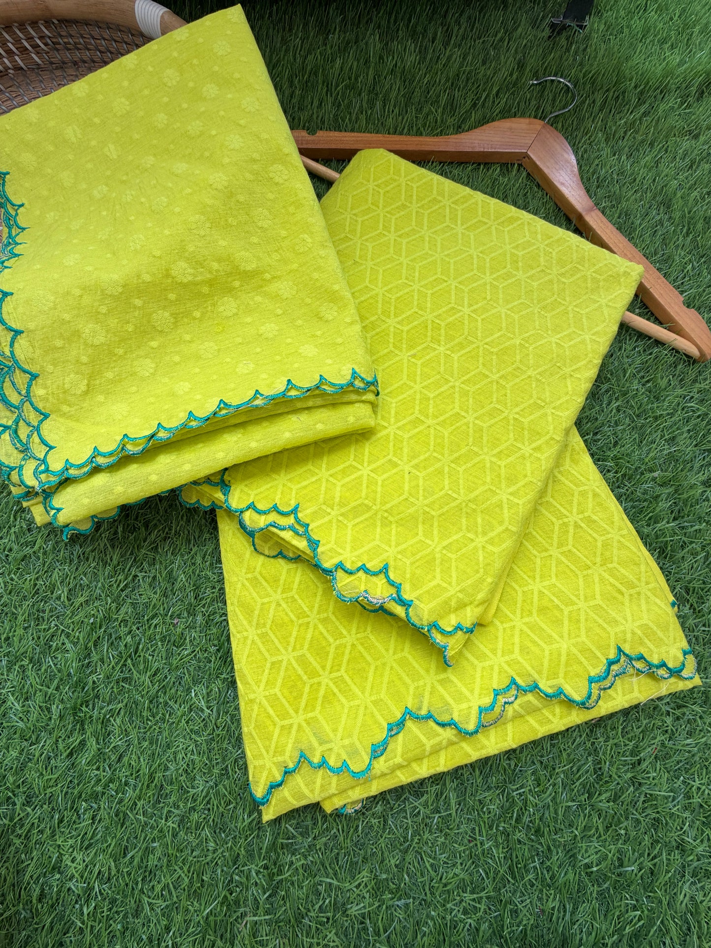 Cotton jacquard kurta Bottom and dupatta