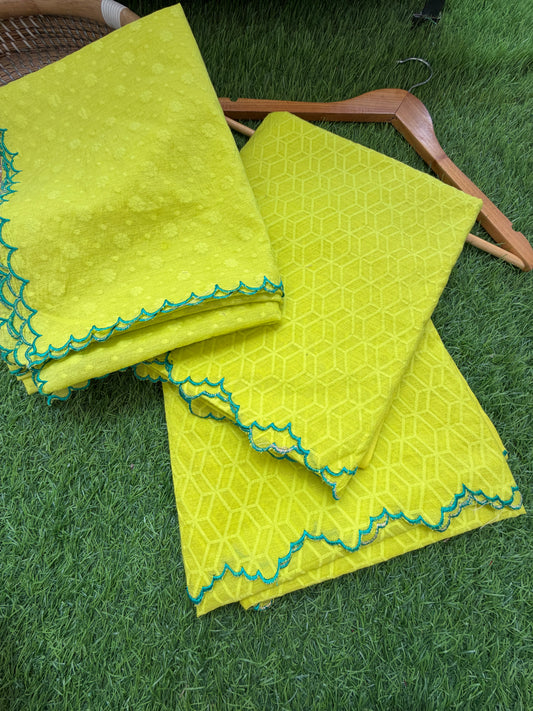 Cotton jacquard kurta Bottom and dupatta