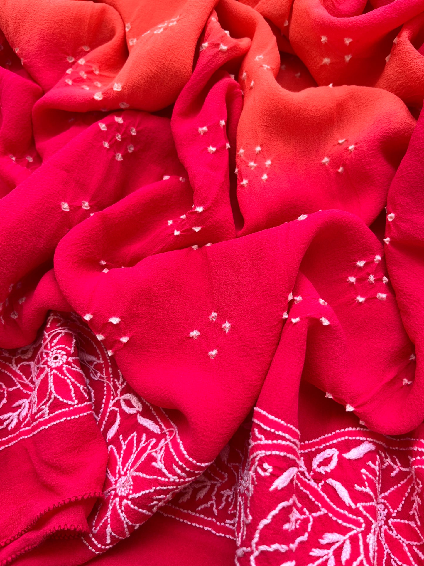 Chanderi Chikankari kurta with georgette dupatta