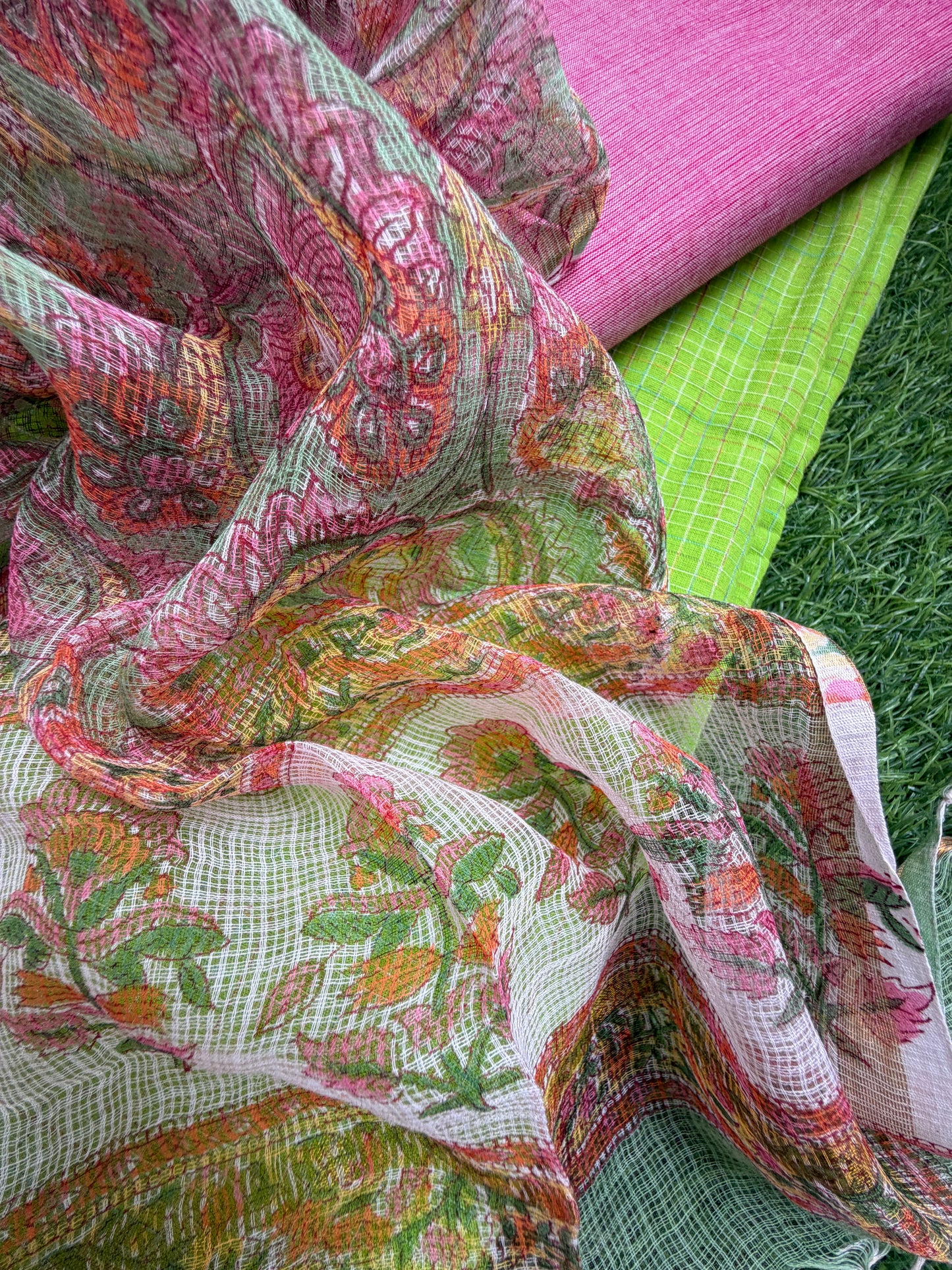 Mangalgiri kurta bottom fabric kota dupatta