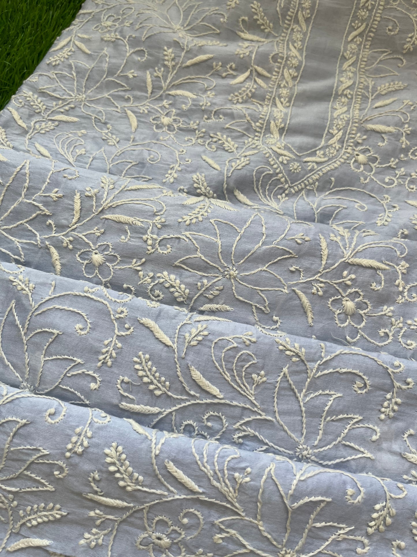 Chanderi chikankari kurta