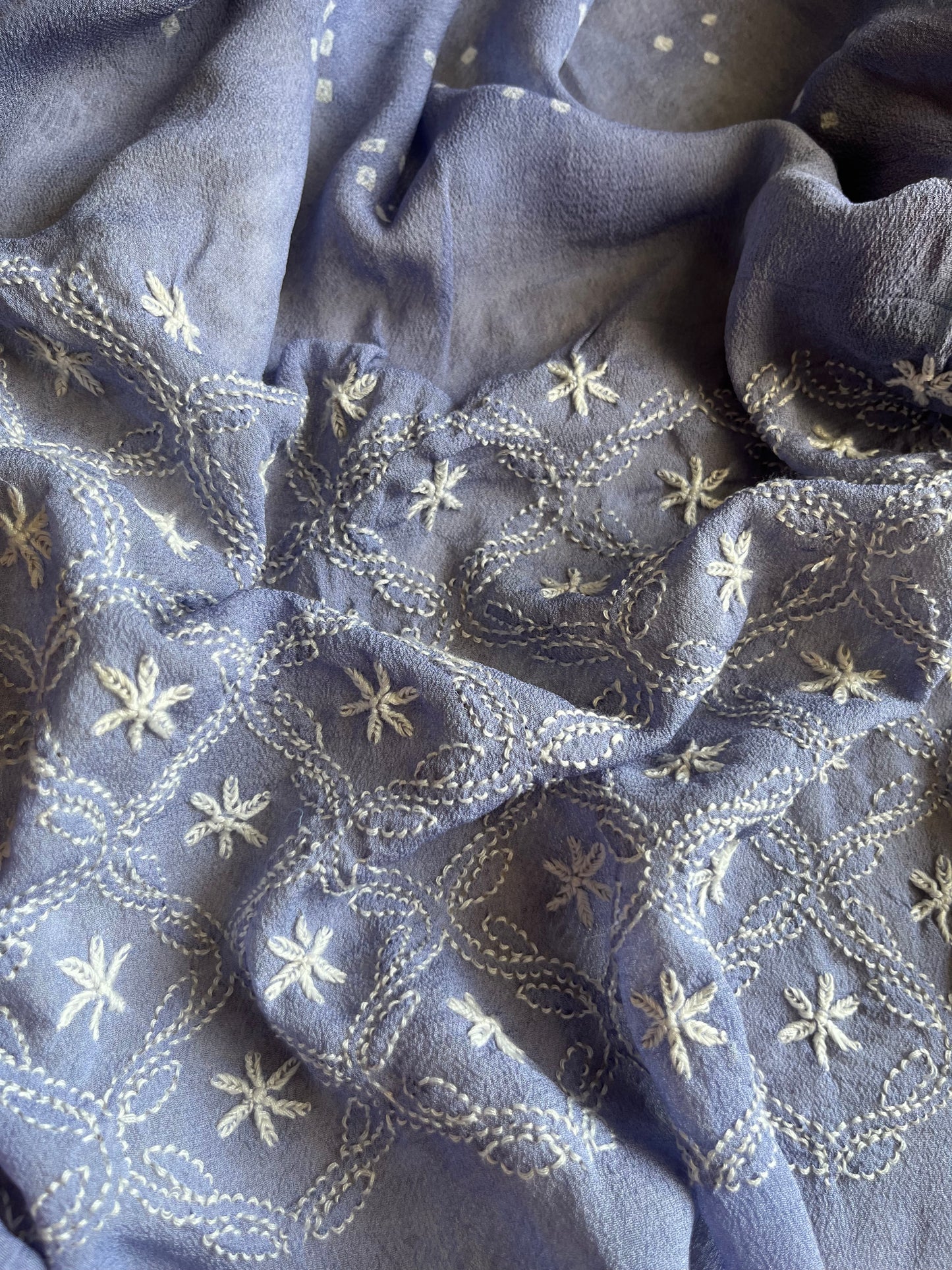 Cotton kurta bottom pure georgette chikankari bandhani dupatta