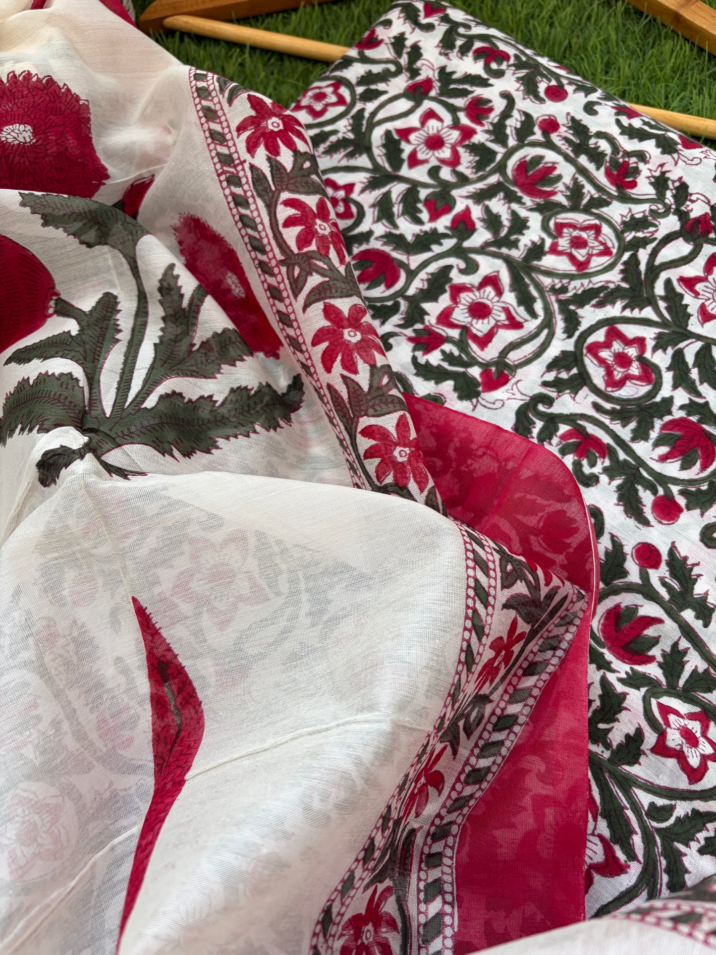 Block print kurta fabric chanderi dupatta
