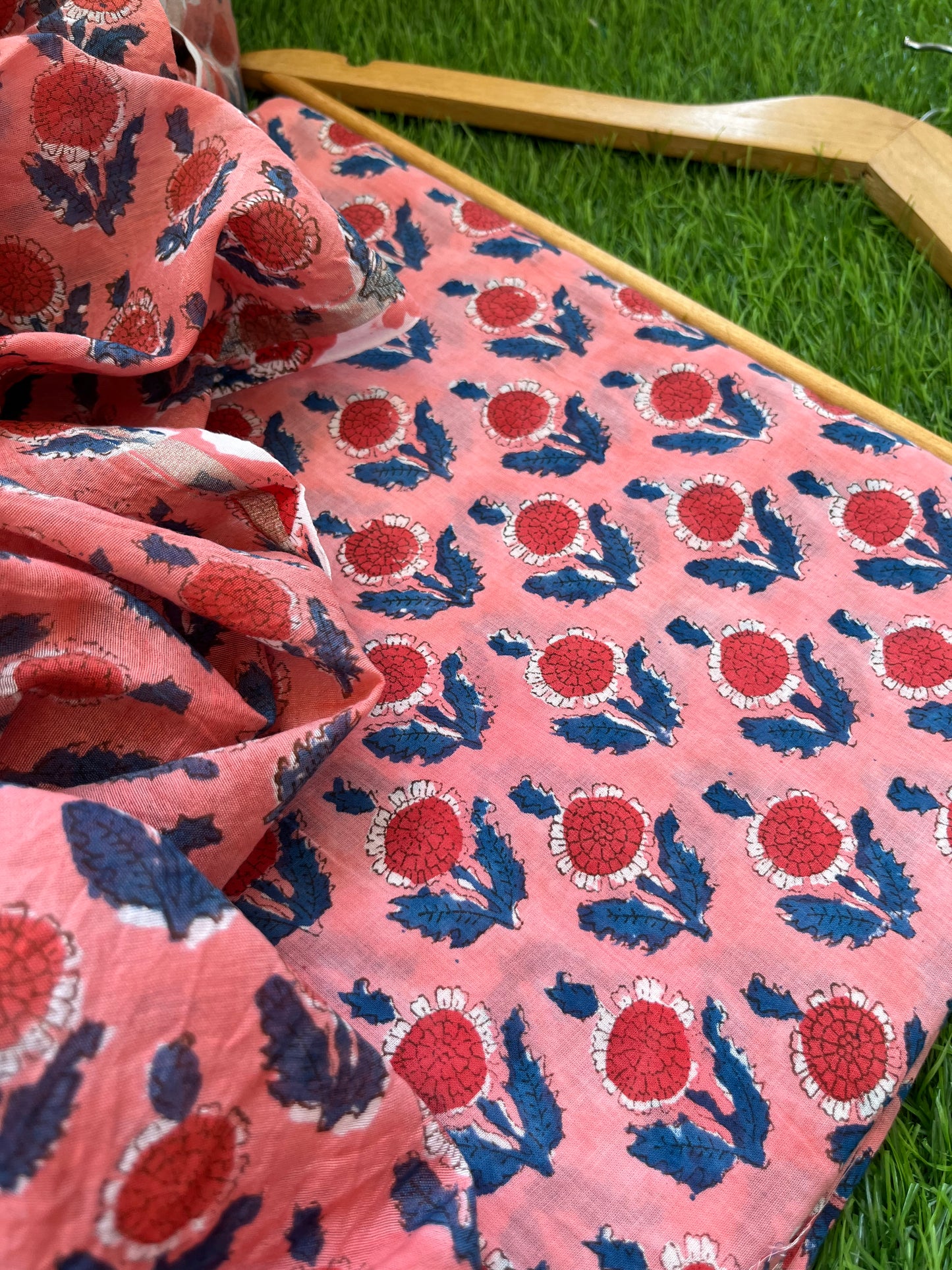 Block print kurta fabric chanderi dupatta