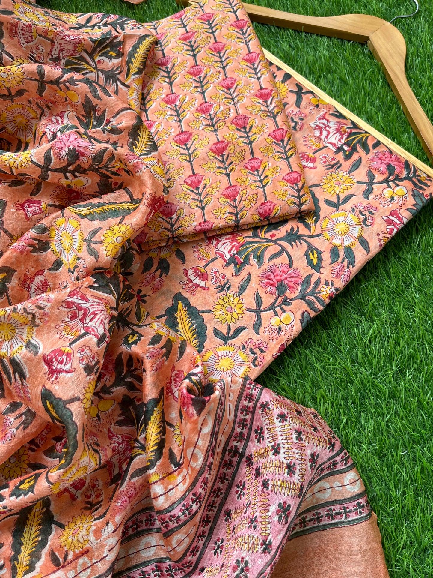 Block print chanderi Dupatta Kurta bottom