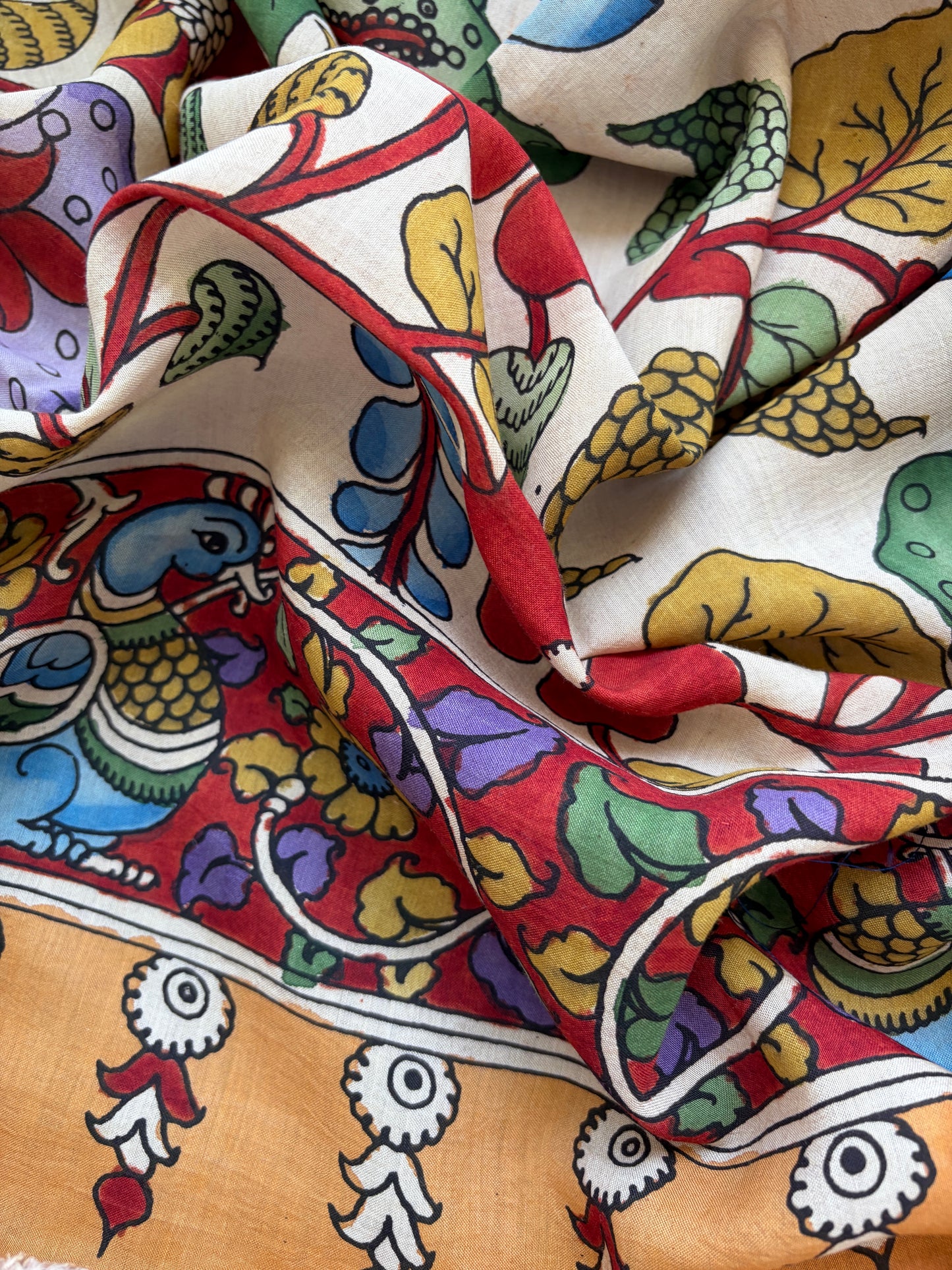 Kalamkari Dupatta with cotton kurta Bottom Fabric