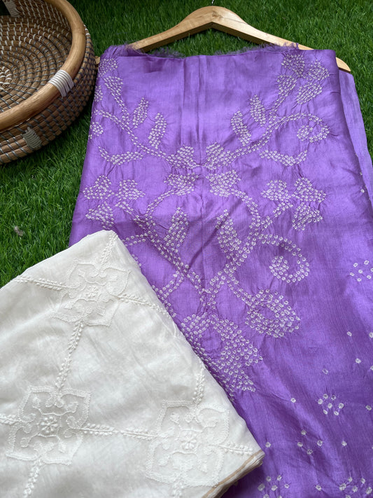 Chikankari chanderi dupatta silk bandhani kurta
