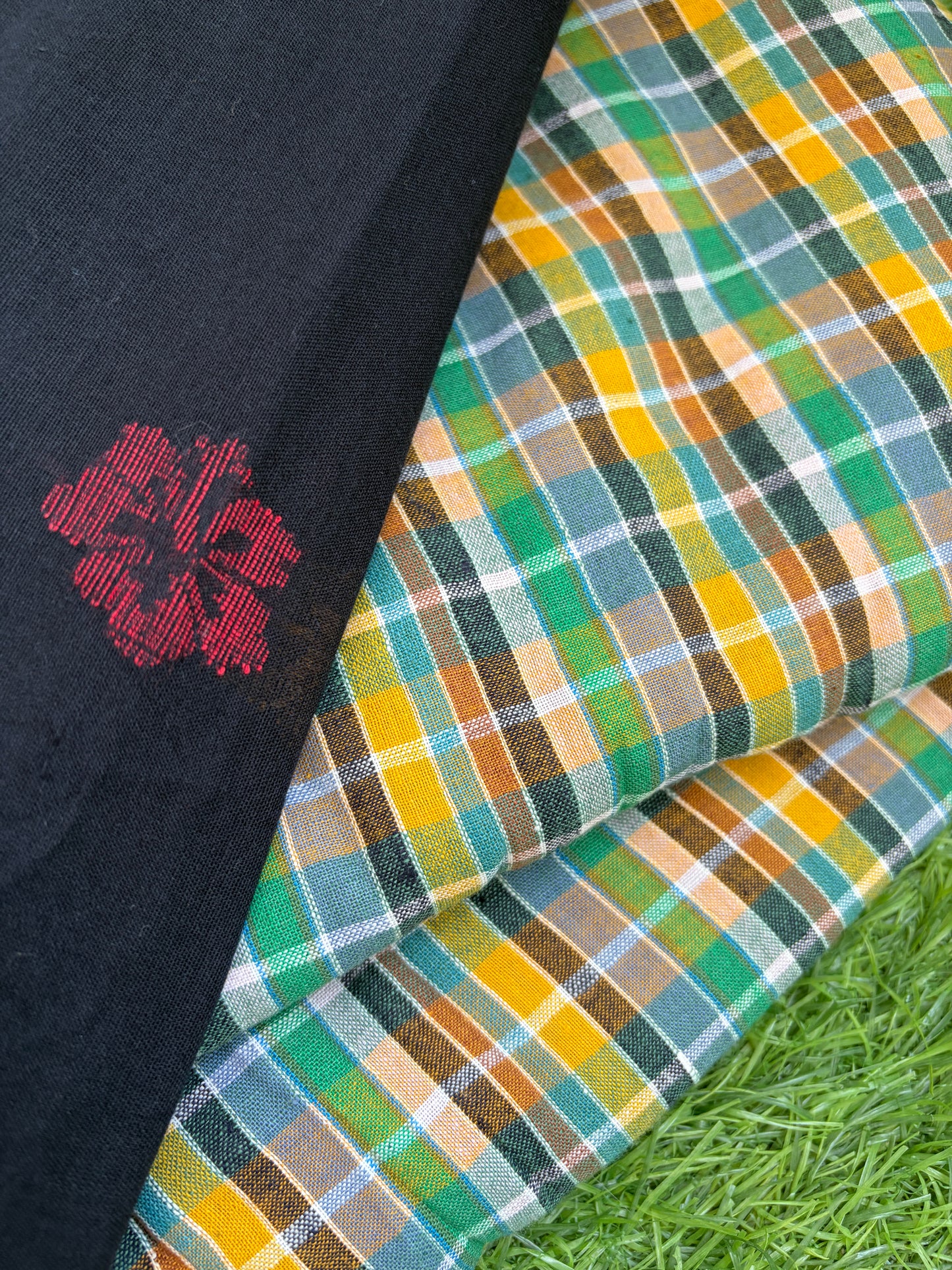 JAamdani khadi kurta check Bottom