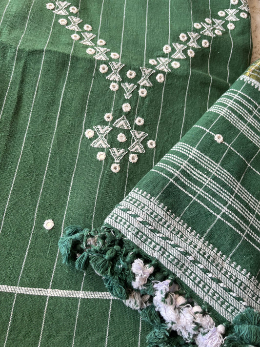 Handwoven organic kala Cotton kurta bottom dupatta