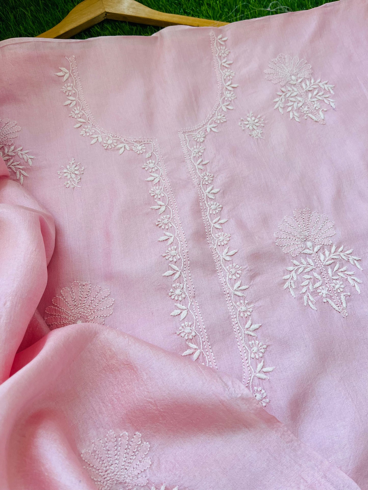 Tussar Silk Chikankari kurta Dupatta