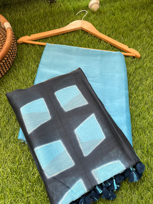 Chanderi Clamp Dye dupatta with plain fabric