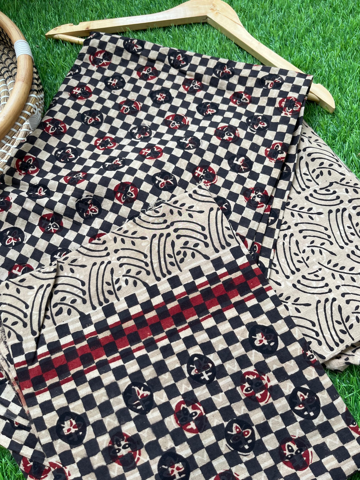 Ajrakh cotton Kurta bottom and dupatta