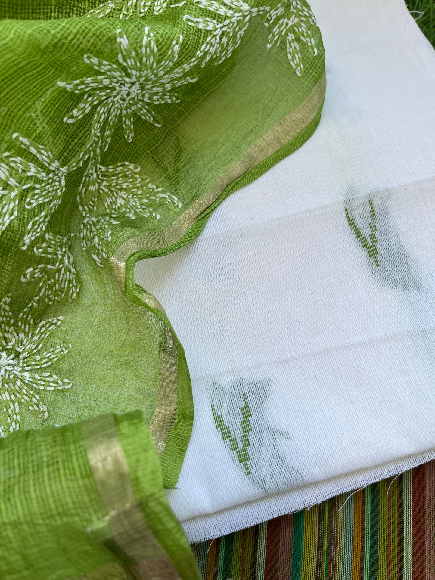 Kota silk chikankari Dupatta Mangalgiri cotton kurta bottom fabric