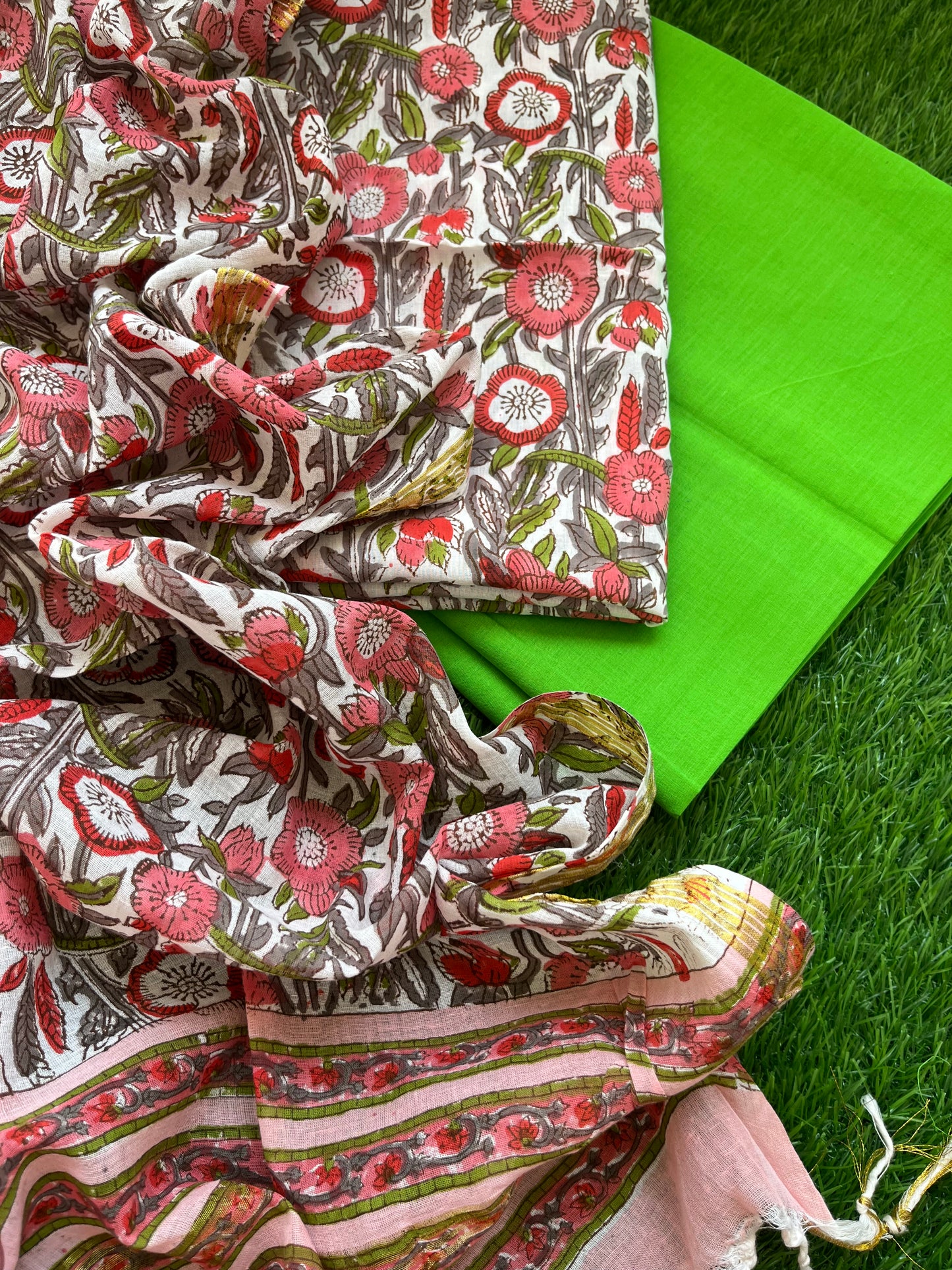 Block print Cotton Dupatta Kurta bottom