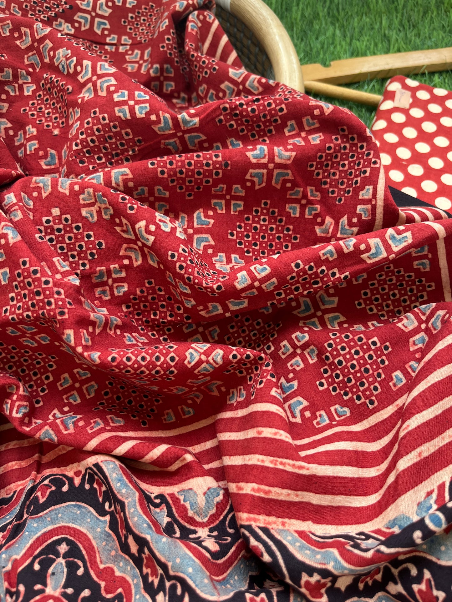 Cotton block print kurta bottom cotton ajrakh dupatta