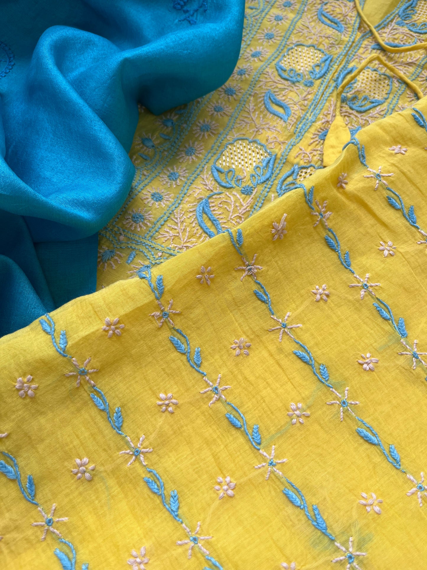 Chanderi Chikankari Kurta silk Dupatta