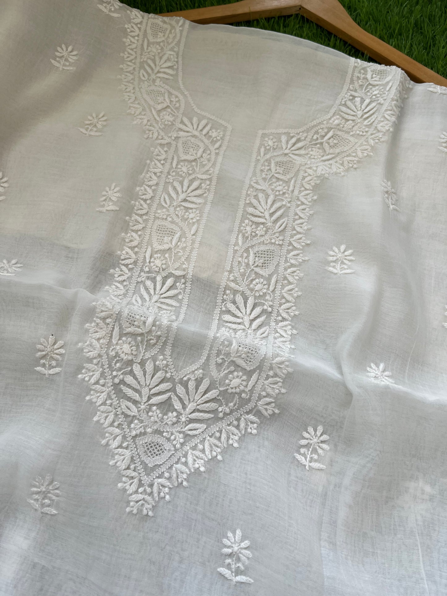 Chanderi chikankari kurta