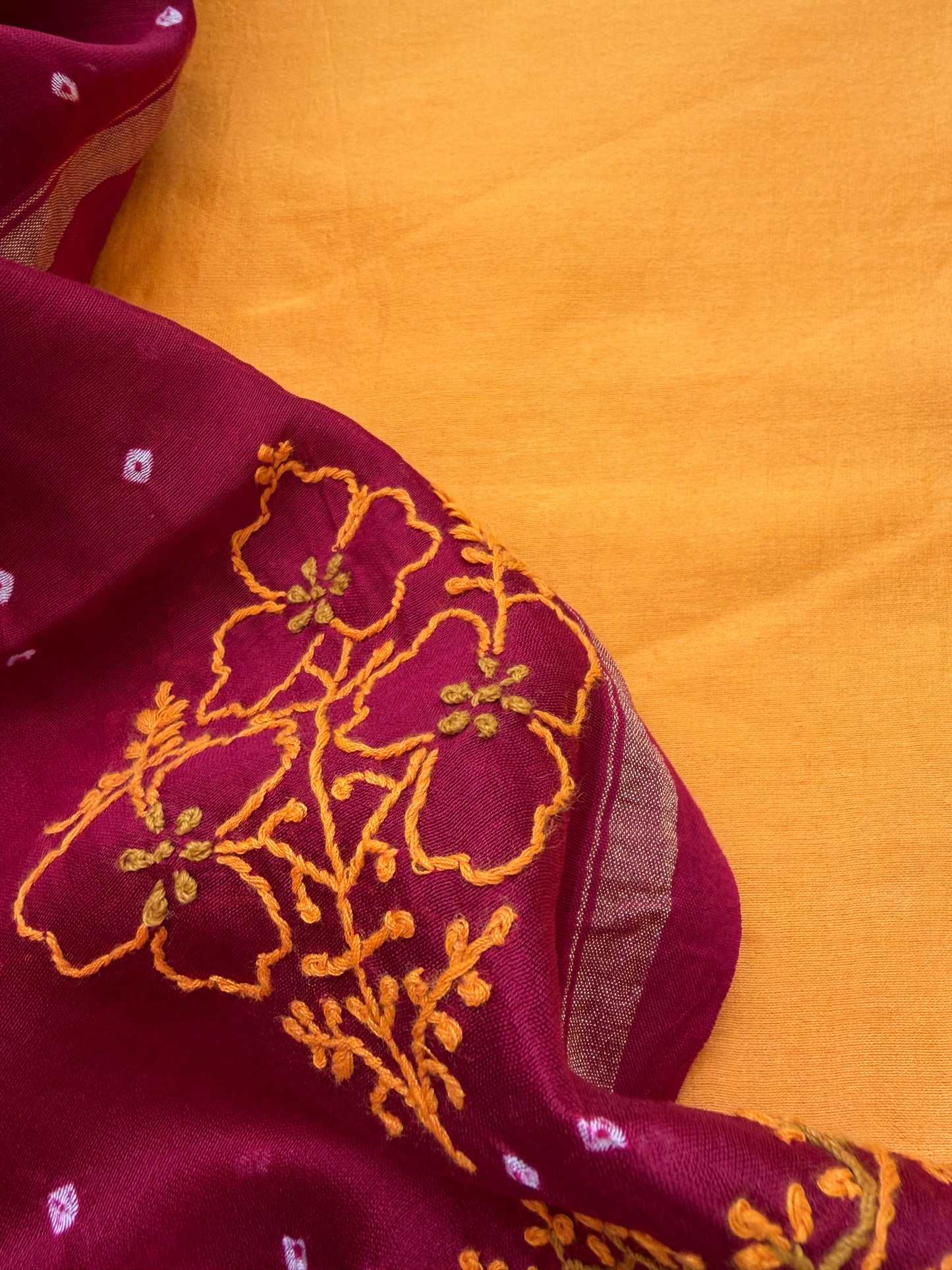 Plain chanderi kurta bottom pure chanderi bandhani chikankari dupatta