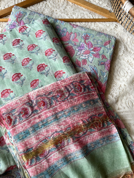 Cotton kurta bottom chanderi dupatta