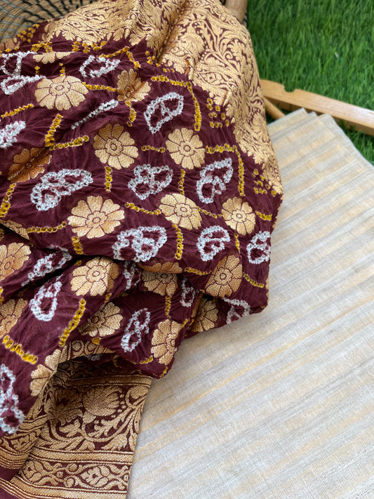 त्योहार् -Banarasi bandhani georgette dupatta silk kurta fabric