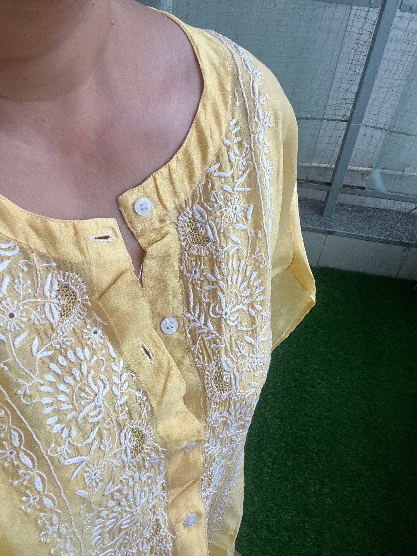 Chanderi chikan shirt and a-bottom-coord set