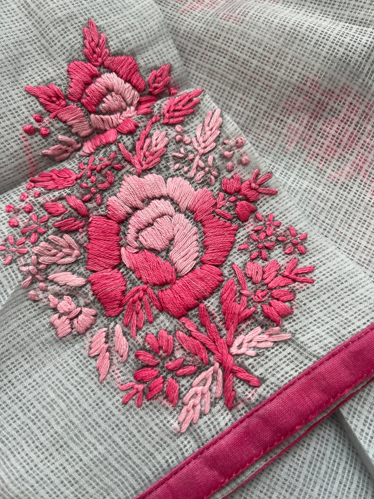 Kota hand embroidered kurta dupatta and plain bottom fabric