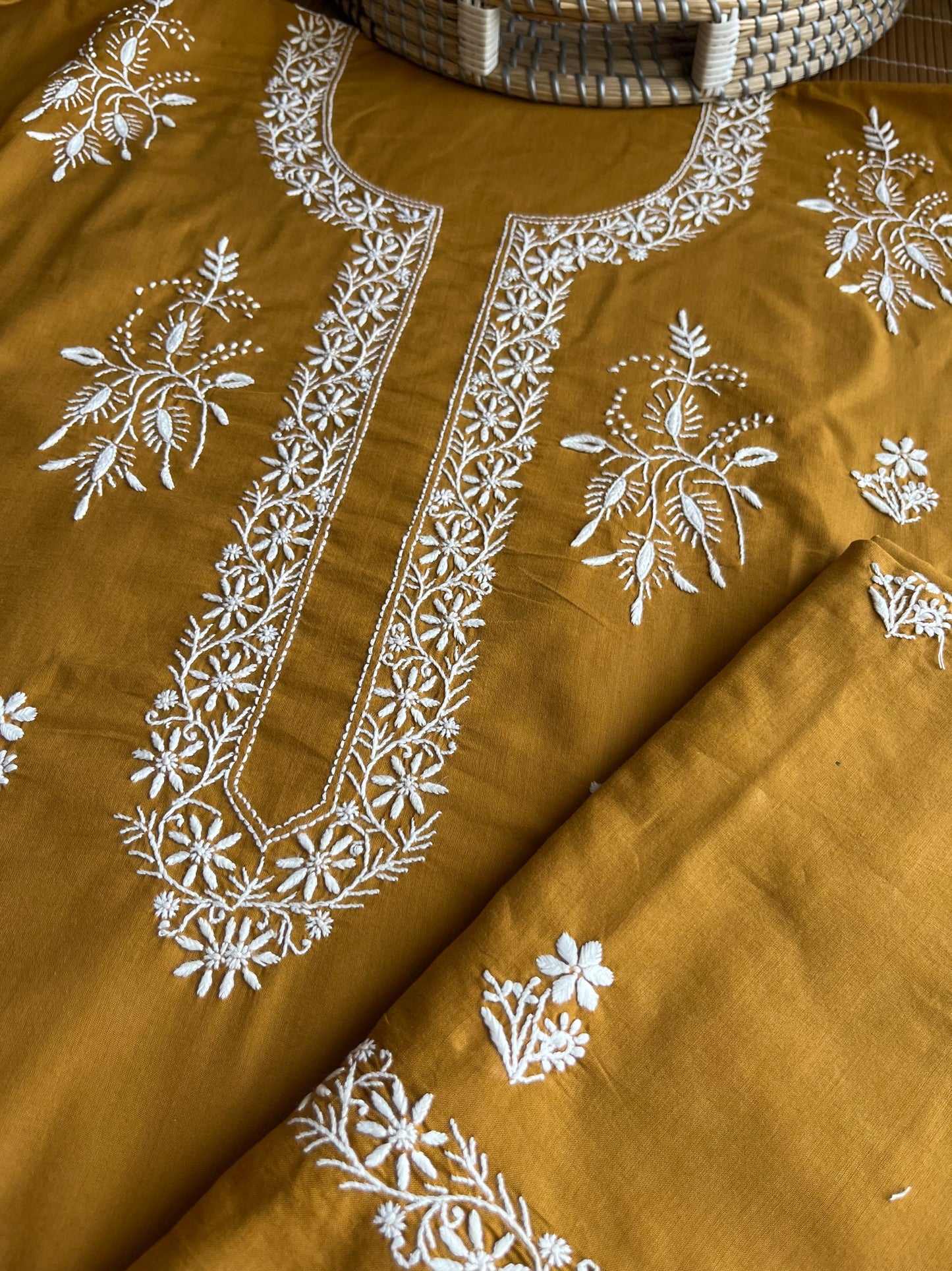 Cotton chikan kurta bottom