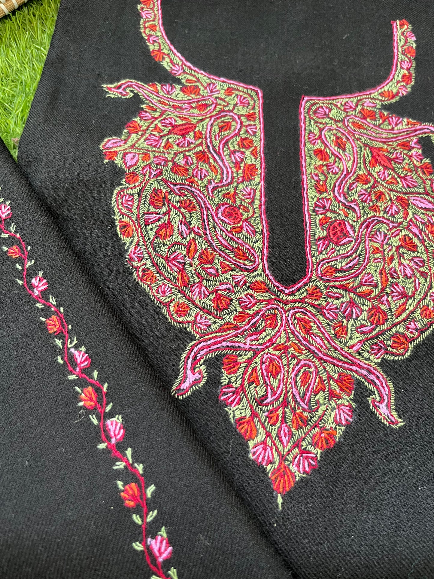 Woollen sozni hand embroidered suit