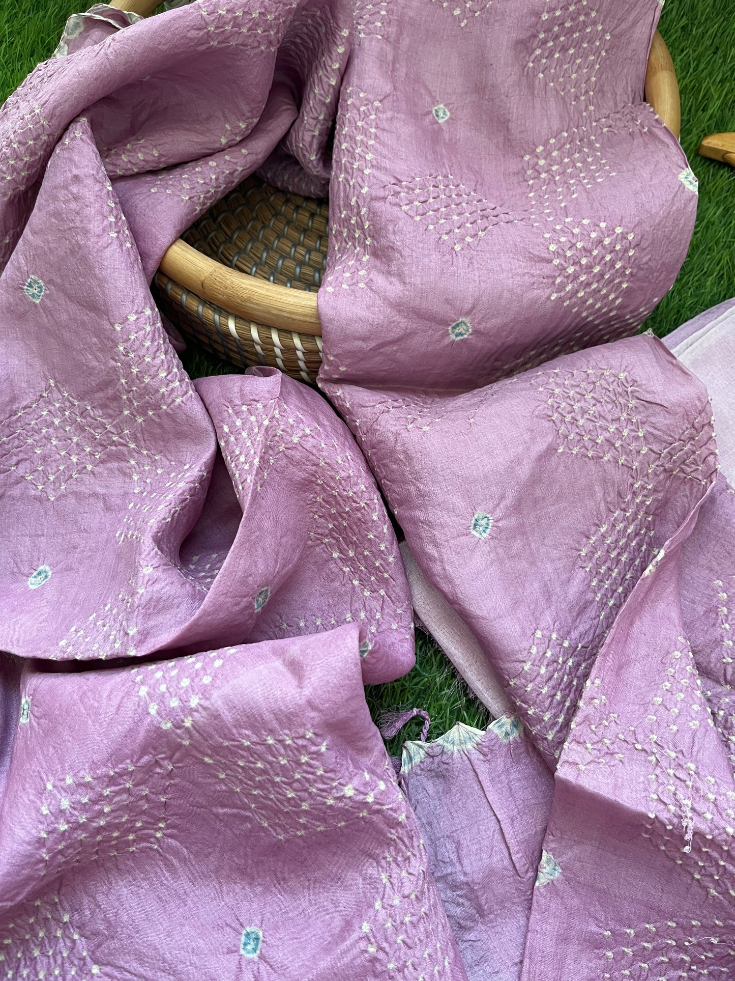 Tussar silk Bandhani dupatta plain kurta