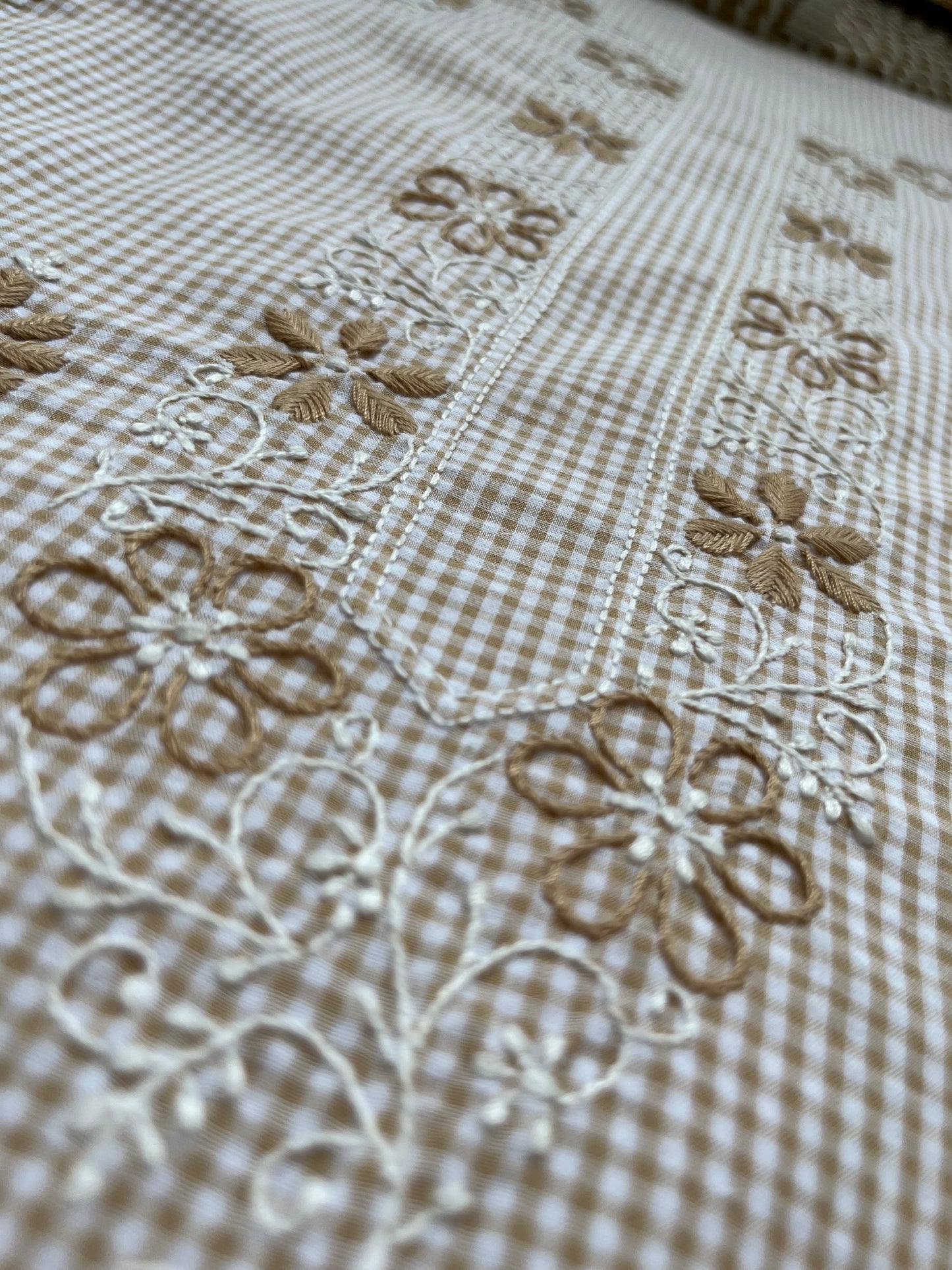 Cotton check chikan kurta