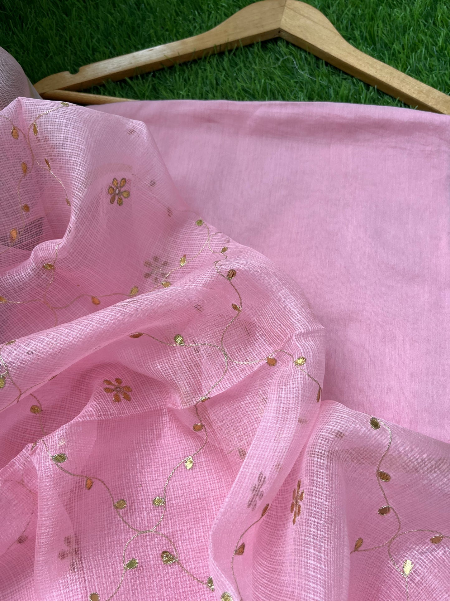 त्योहार :kota silk gota patti Dupatta with plain chanderi kurta bottom Fabric