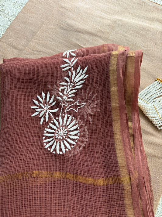 Mangalgiri kurta bottom Kota Doria chikankari dupatta