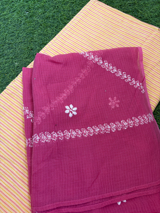 Khadi kurta Kota Doria chikankari dupatta