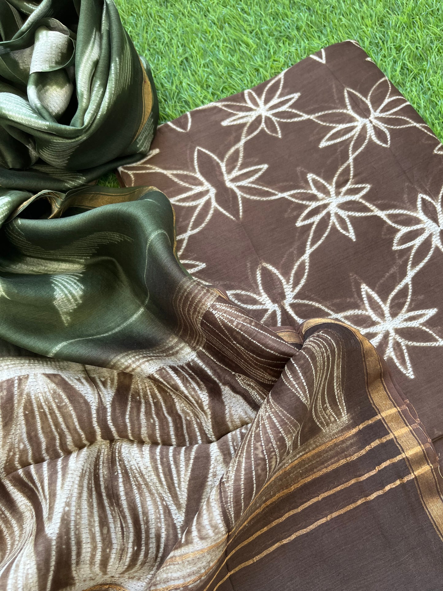 Shibori chanderi kurta dupatta