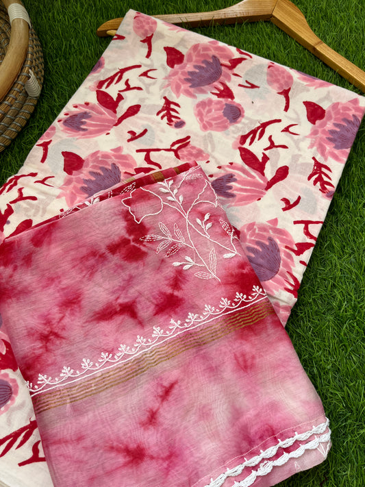 Cotton kurta bottom chikankari dupatta