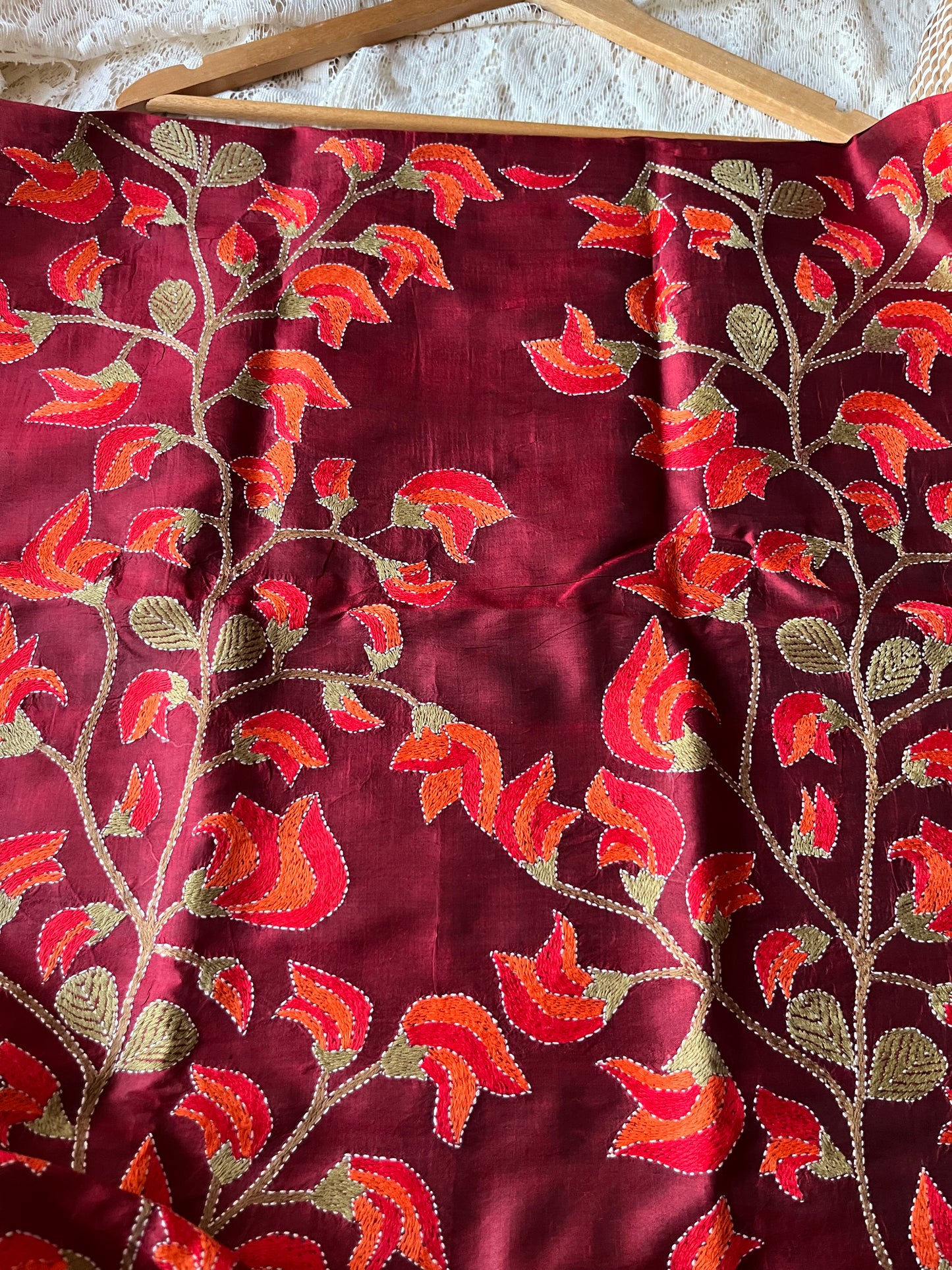Silk Kantha kurta fabric