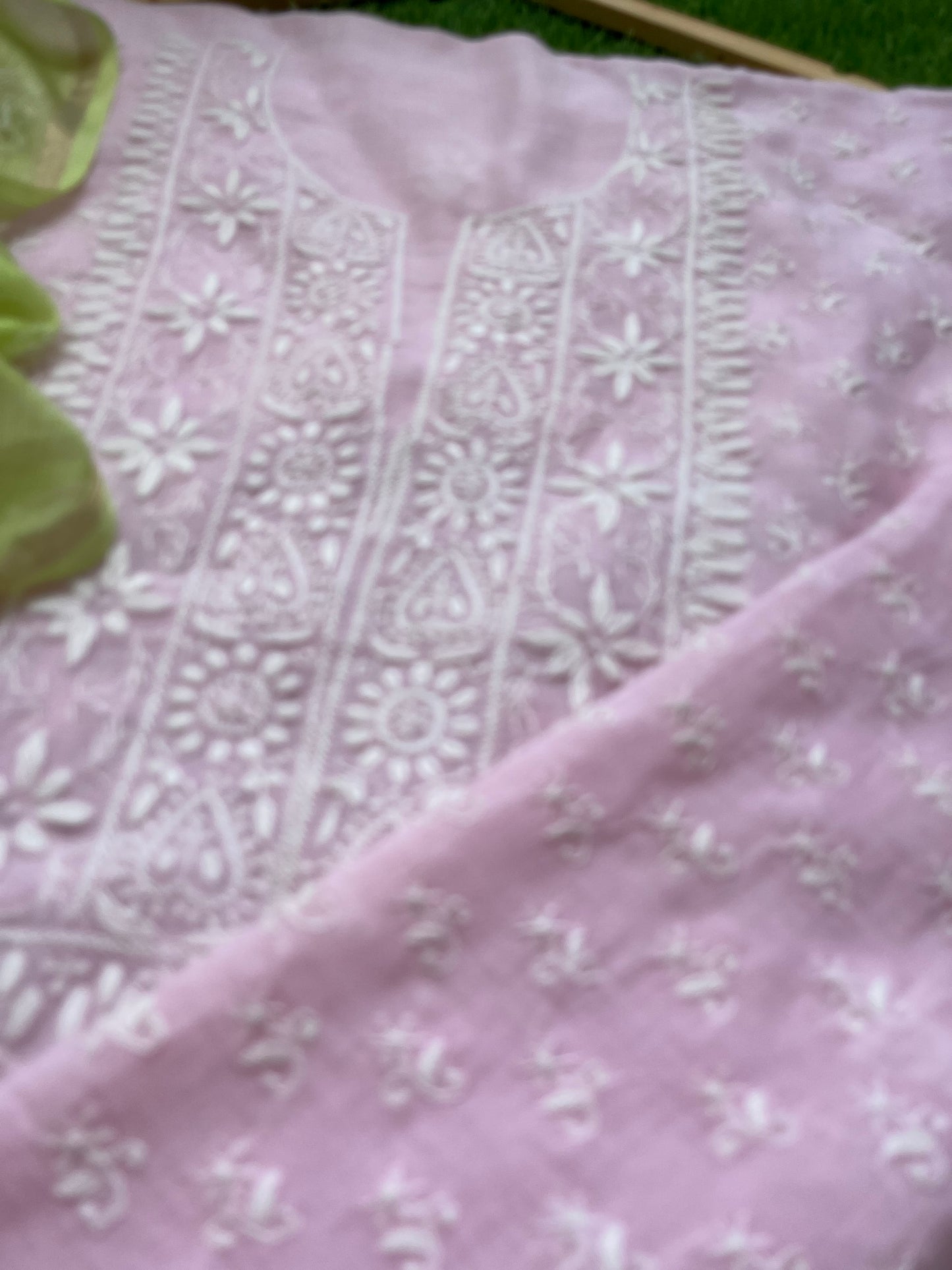 Chanderi Chikankari Kurta kota silk Dupatta