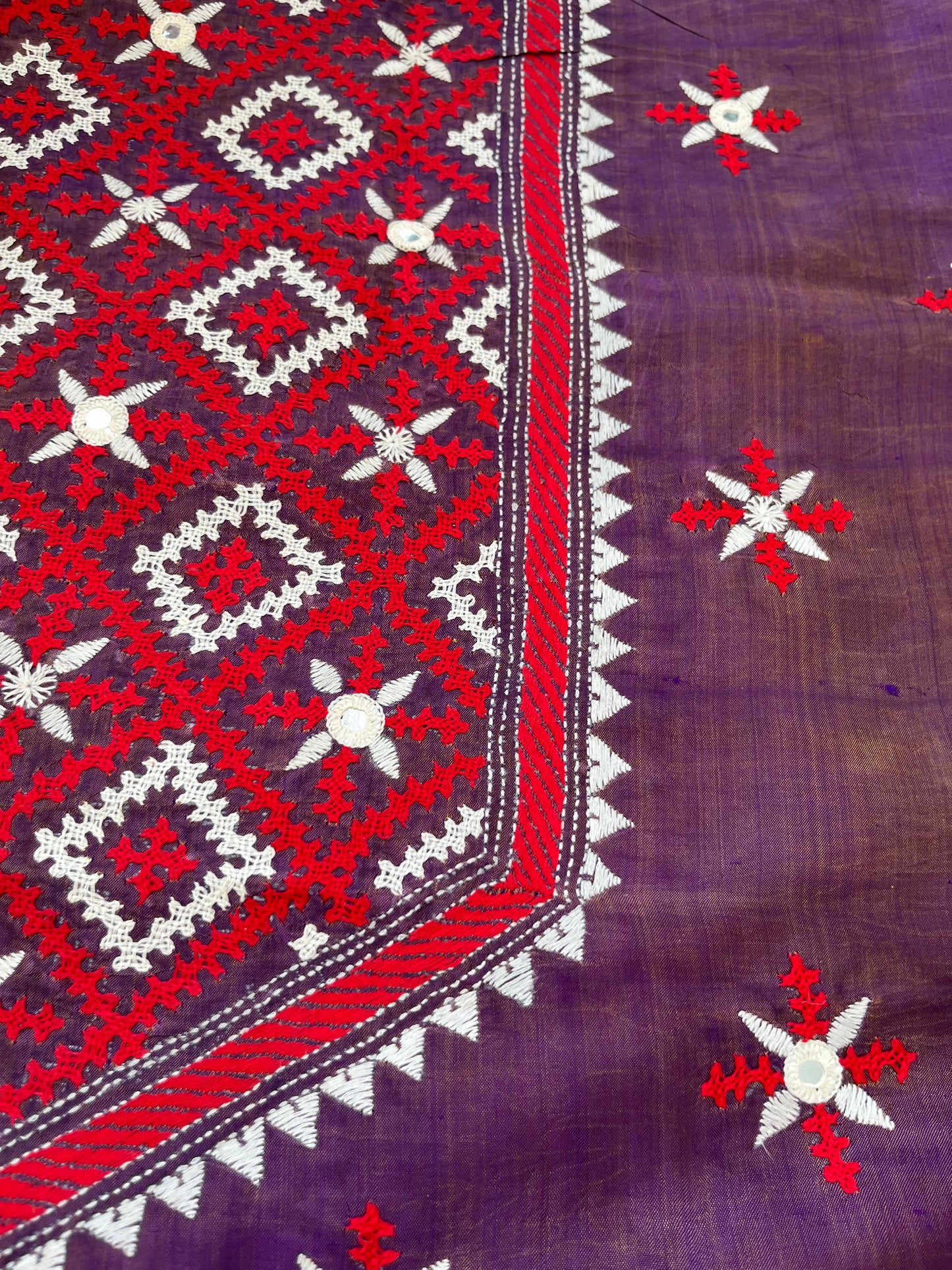 Silk sindhi (khumucha) work kurta fabric