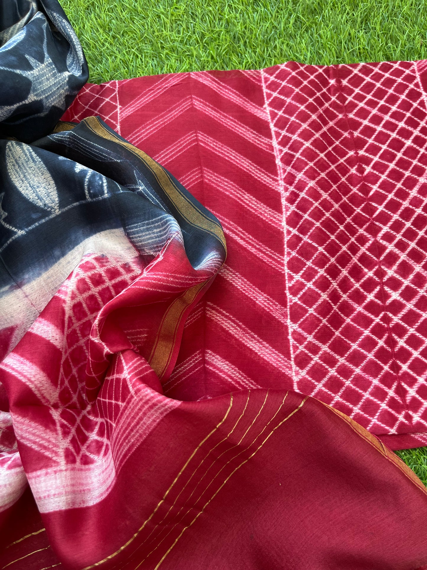 Shibori chanderi kurta dupatta