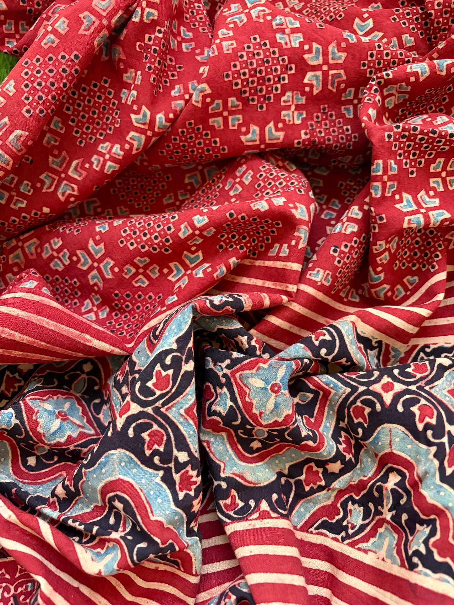 Ajrakh Cotton Mirror work kurta Dupatta