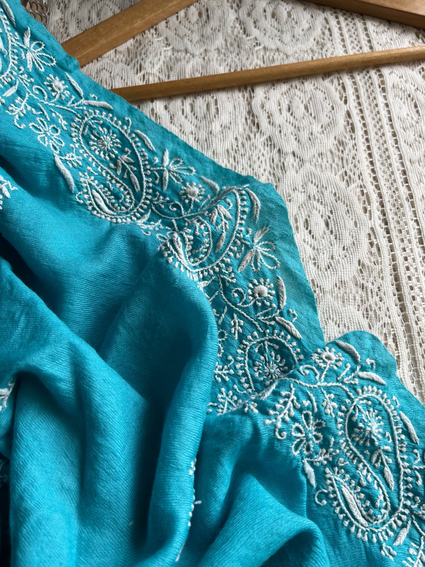 Pure wool chikankari shawl