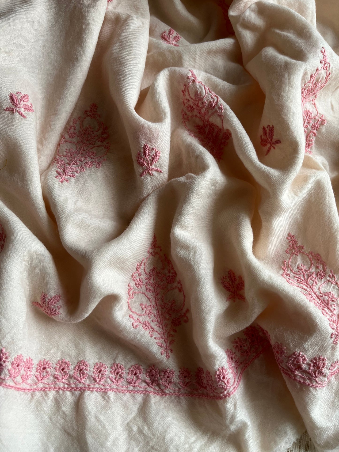 Pure wool chikankari shawl