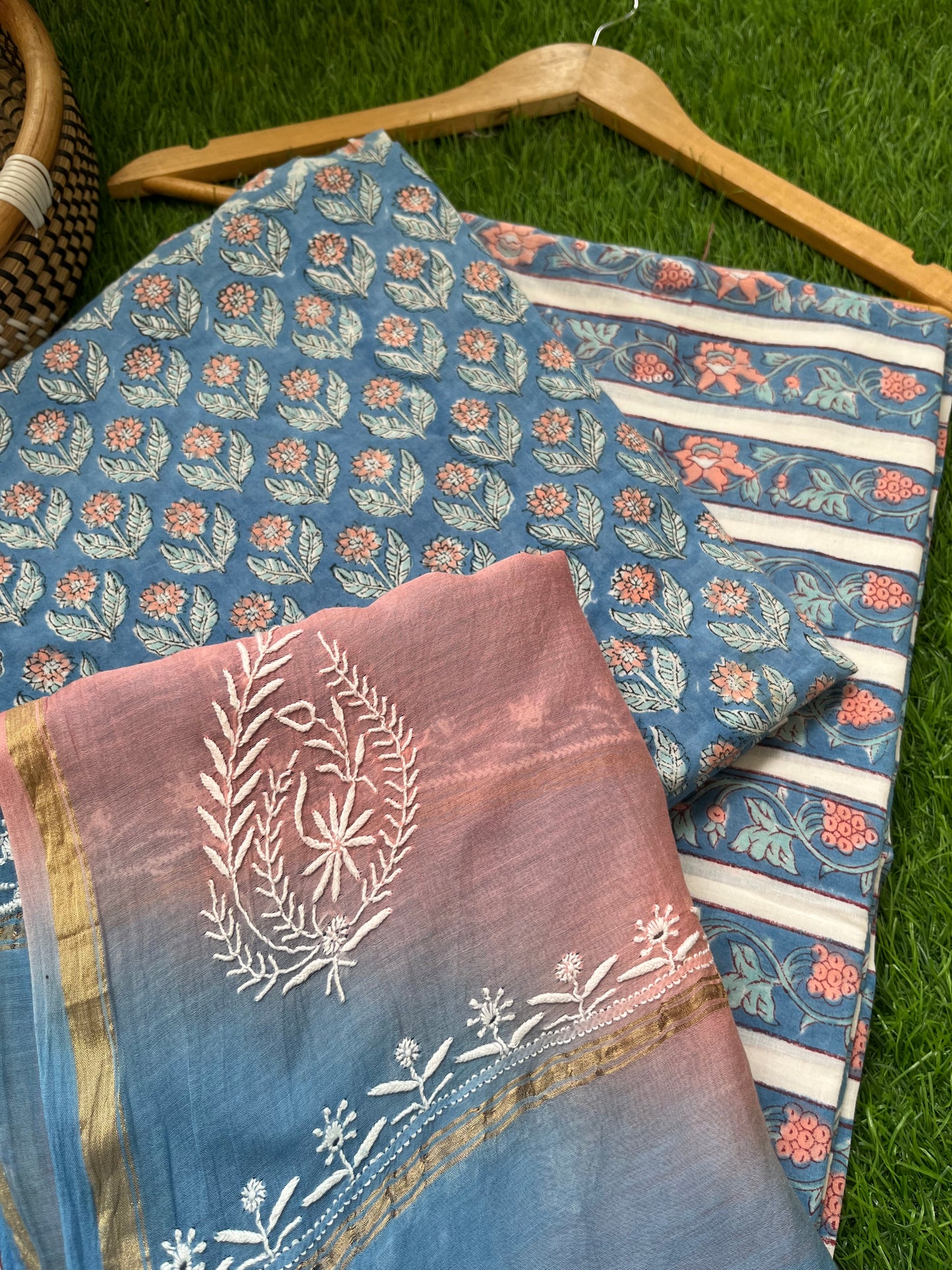 रोज़ाना  :Chanderi Chikankari Dupatta with cotton kurta bottom Fabric