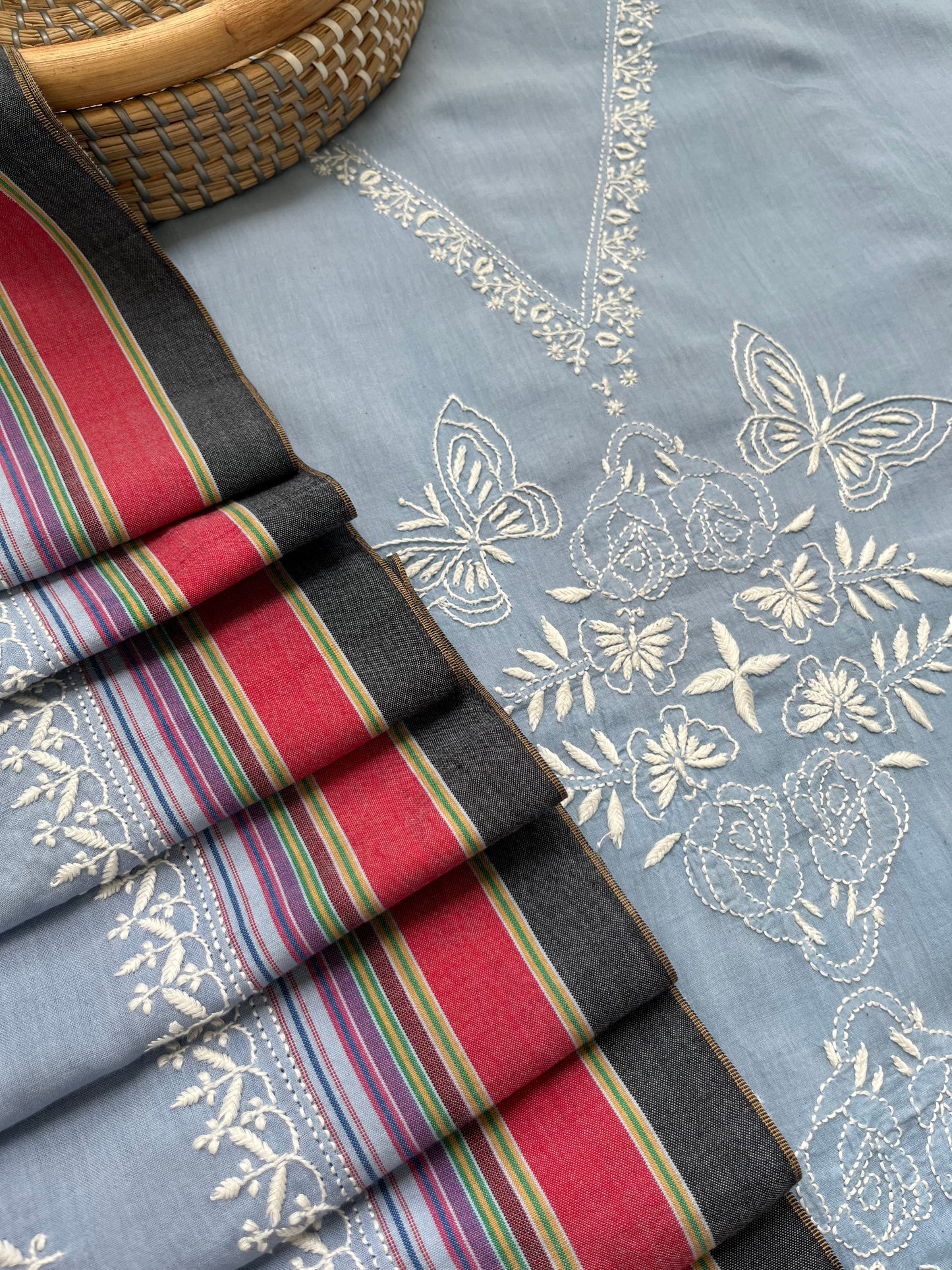 Kala cotton chikan Kurta dupatta