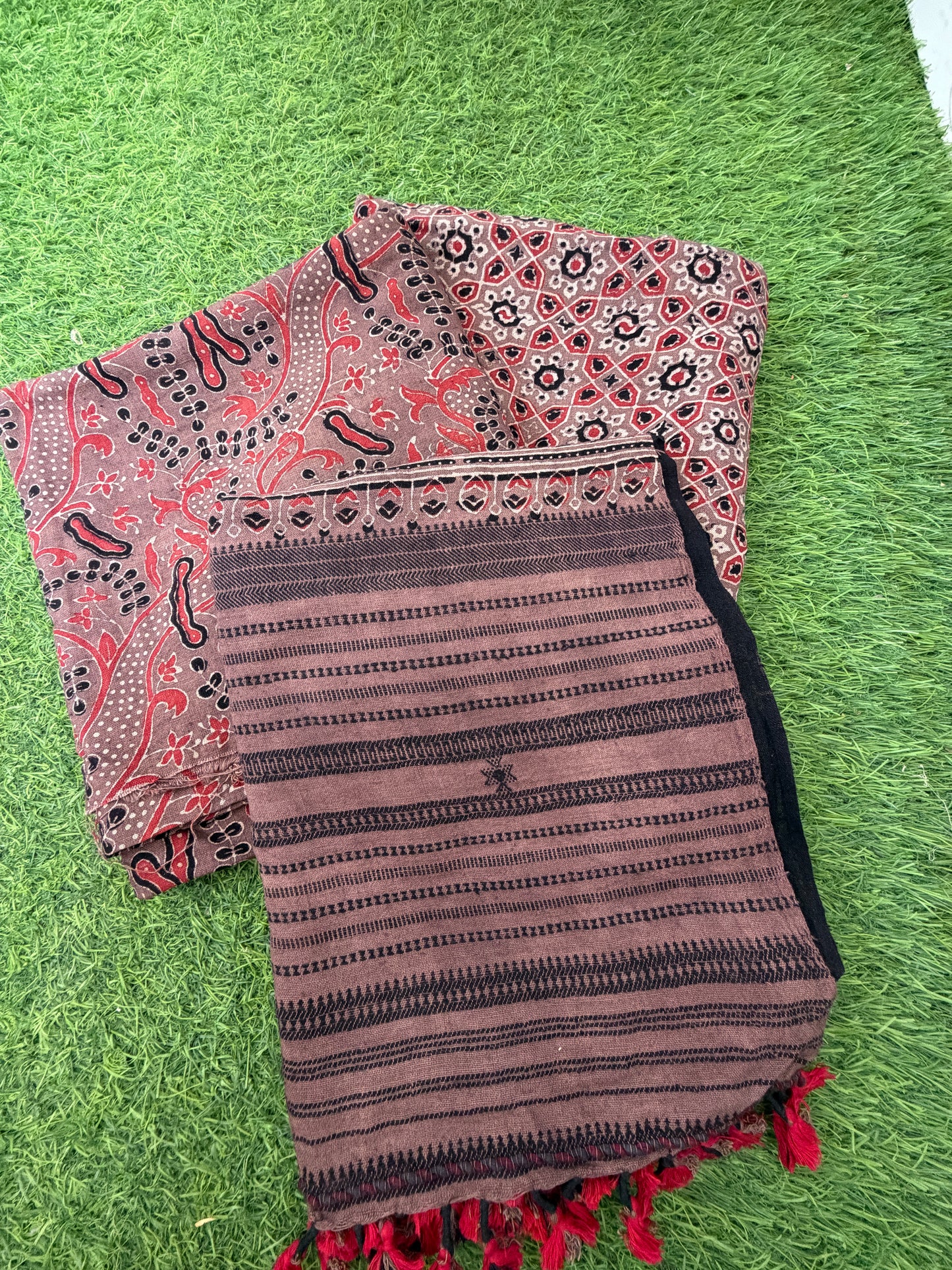Kala Cotton Ajrakh Kurta bottom and dupatta