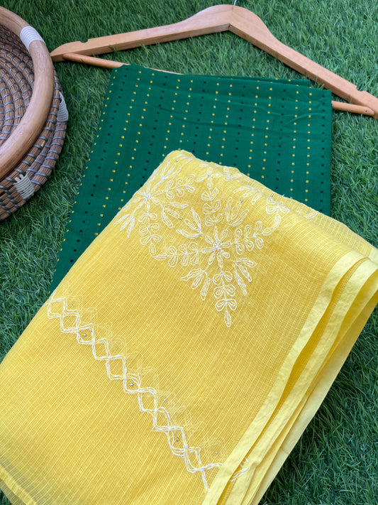 Cotton Mangalgiri kurta fabric kota dupatta